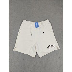 Market Sweat Shorts Mens XS White Heavyweight Fleece Drawstring Casual New